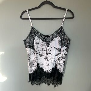 Black and White Lace Silky Camisole XS